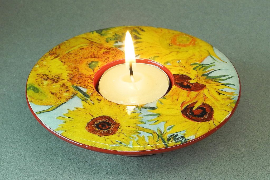 Tealight - Van Gogh Almond Blossom Round Ceramic Tealight Candleholder - Special Order