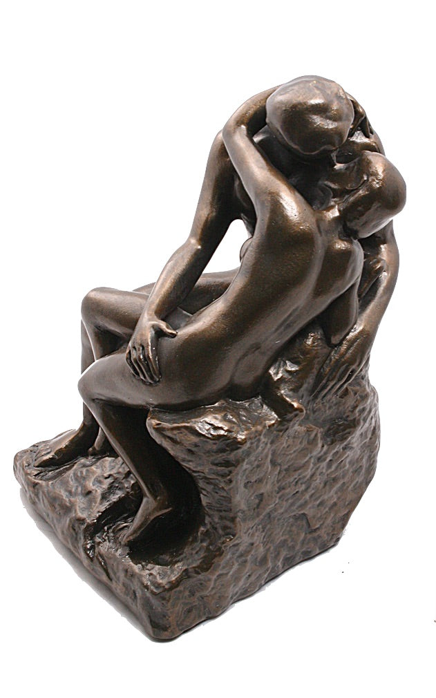 Rodin's The Kiss Statue – Romantic Bronze Finish Sculpture, 9”H Museum Replica