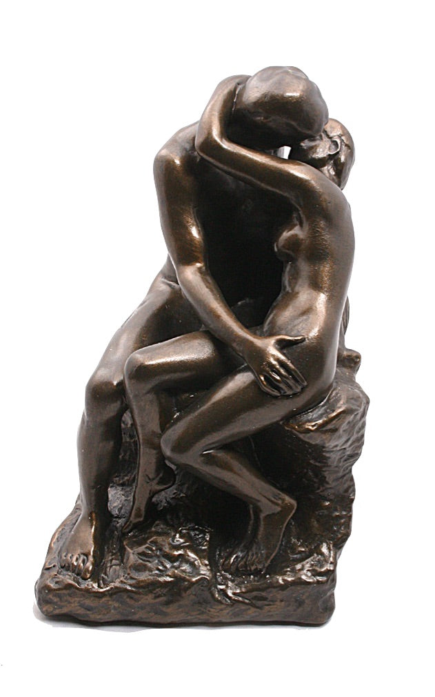 Rodin's The Kiss Statue – Romantic Bronze Finish Sculpture, 9”H Museum Replica