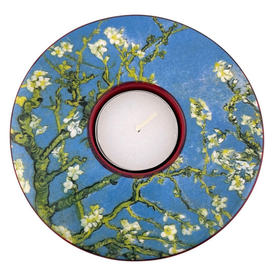 Tealight - Van Gogh Almond Blossoms Round Ceramic Tealight Candleholder - Special Order