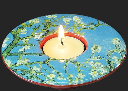 Tealight - Van Gogh Almond Blossom Round Ceramic Tealight Candleholder - Special Order