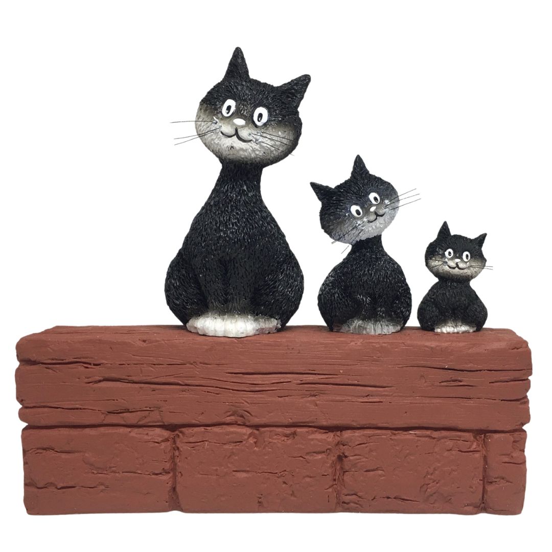Threesome Three Cats on Ledge Le Trio Statue - Special Order