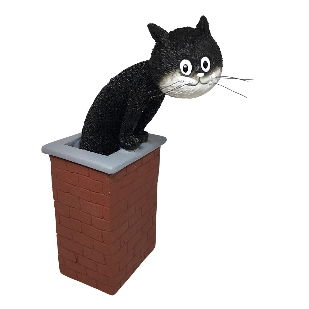 Dubout Cat Looking Out Chimney Roof Top Figurine - Special Order