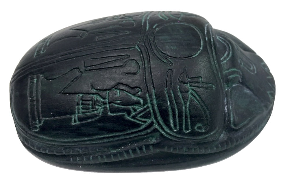 Scarab Egyptian Amulet with Osiris and Wedjat Eyes Figurine 3.2L