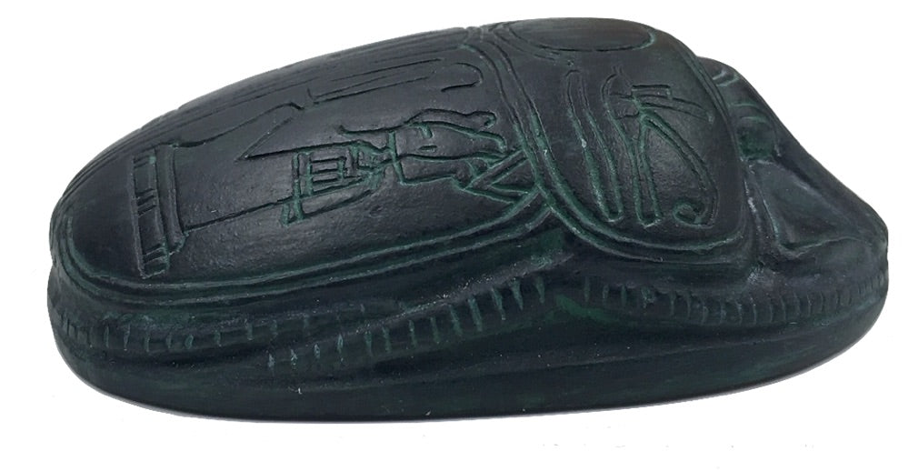 Scarab Egyptian Amulet with Osiris and Wedjat Eyes Figurine 3.2L