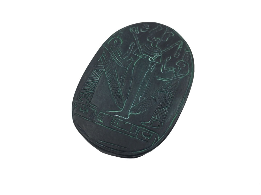 Scarab Egyptian Amulet with Osiris and Wedjat Eyes Figurine 3.2L