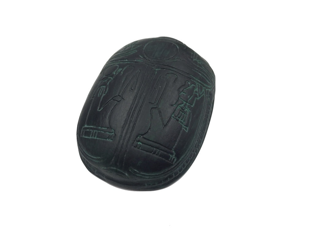 Scarab Egyptian Amulet with Osiris and Wedjat Eyes Figurine 3.2L