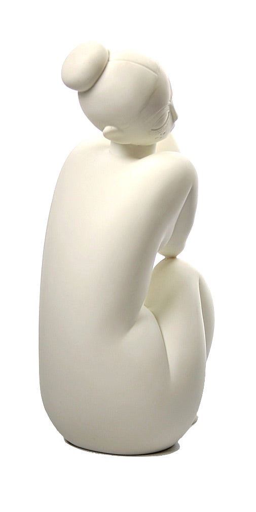 Modigliani Abstract Female Nude Kneeling Statue, White