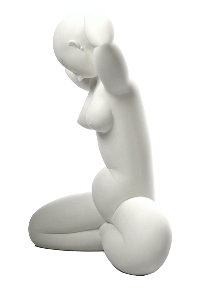 Modigliani Karyiatid Female Nude Arms Raised Statue, White